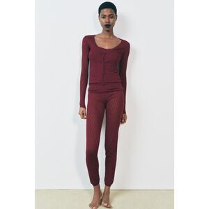 Zara NWT Pointelle Knit Button up Top - Size M